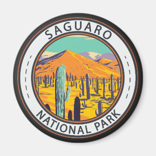 Imán Saguaro National Park Cacti In Spring Badge