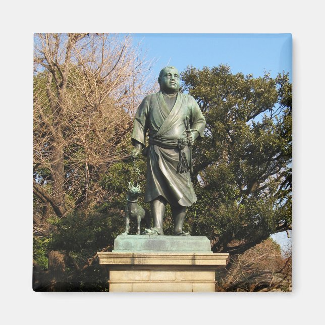 Imán Saigo Takamori (El último Samurai) y estatua de pe (Frente)