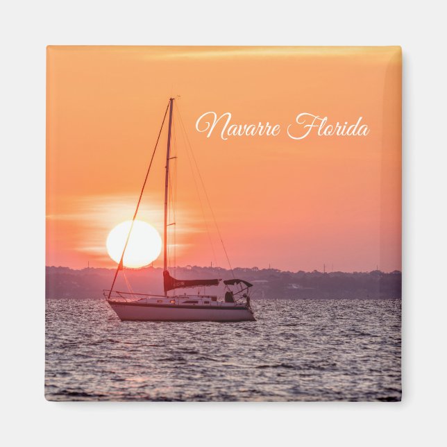 Imán Sailboat Sunrise Square Magnet (Frente)