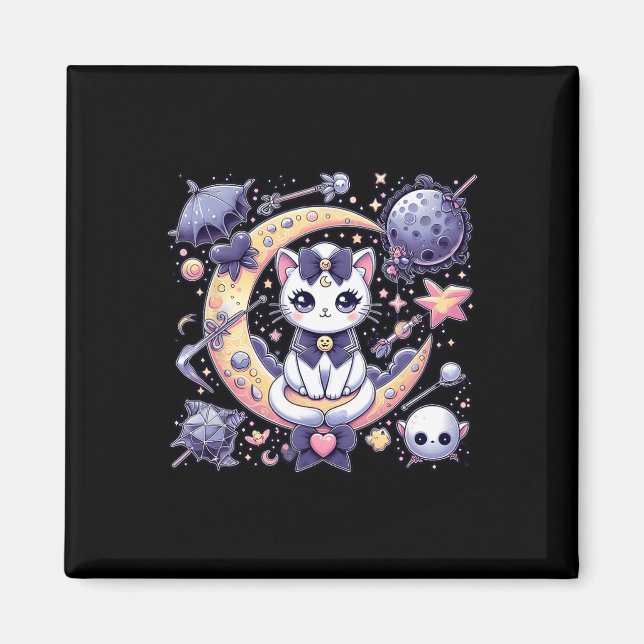 Imán Sailor Meow Cute Moon Cat Space Magic Gothico Hall (Frente)