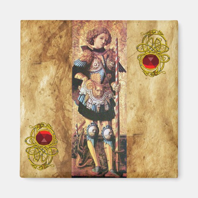 Imán SAINT GEORGE Y DRAGON, rubí rojo (Frente)