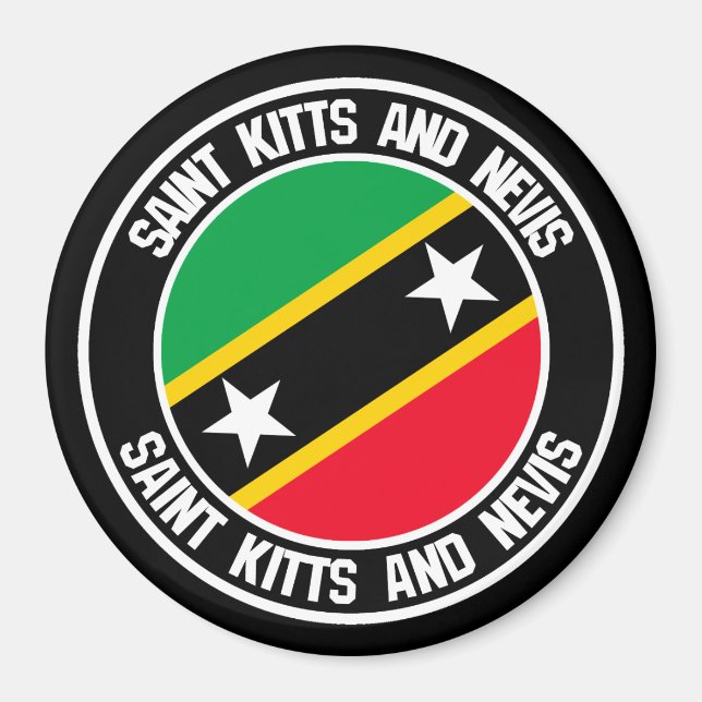 Imán Saint Kitts y Nevis Emblema redondo (Frente)