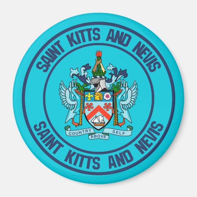 Imán Saint Kitts y Nevis Emblema redondo (Frente)