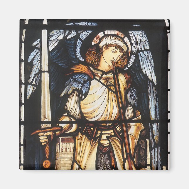 Imán Saint Michael por Sir Edward Coley Burne-Jones (Frente)