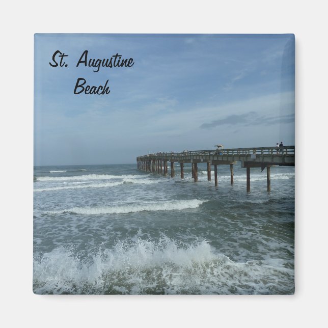 Imán Saint St. Augustine Beach Pier Photo Magnet FL (Frente)
