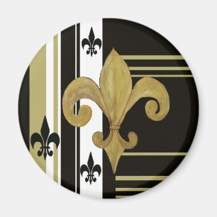 Imán Saints Black and Gold Fleur de lis