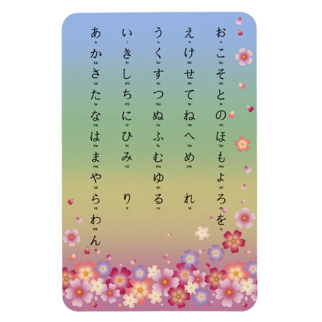 Imán Sakura florece arcoiris japonés Hiragana (Vertical)