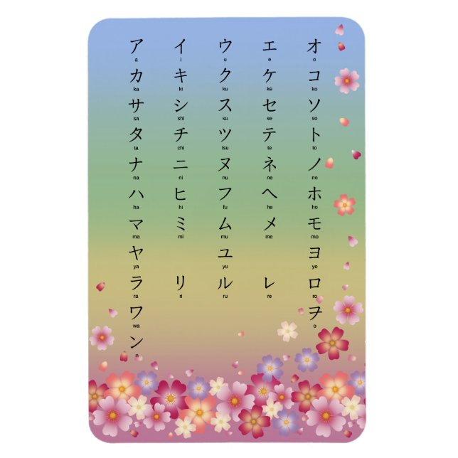 Imán Sakura florece arcoiris katakana (Vertical)