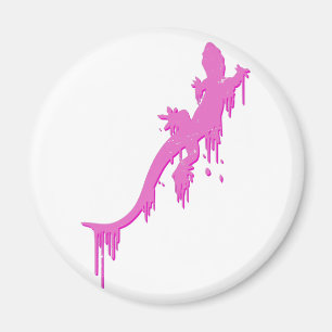 Imán Salamandra rosa con gota de pintura
