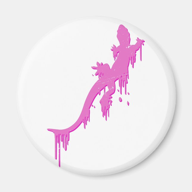 Imán Salamandra rosa con gota de pintura (Frente)