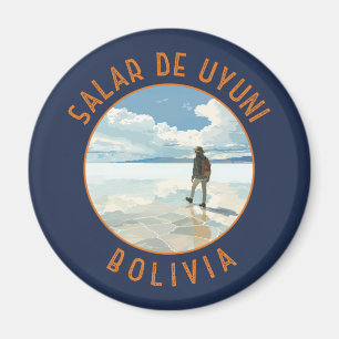 Imán Salar de Uyuni Bolivia Círculo retro perturbado