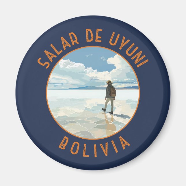 Imán Salar de Uyuni Bolivia Círculo retro perturbado (Frente)