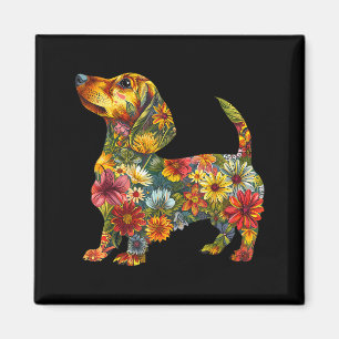 Imán Salchicha Floral Perrito Lindo Amante de Animales 