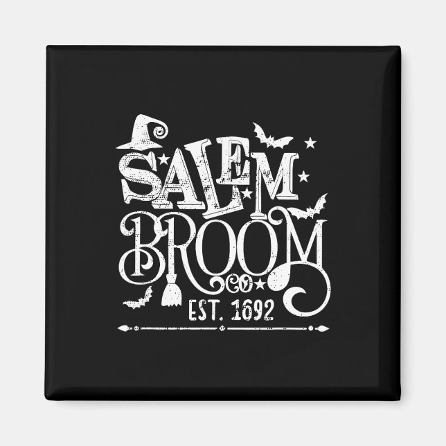 Imán Salem Broom Co Est 1692 Graciosa Bruja de Hallowee (Frente)