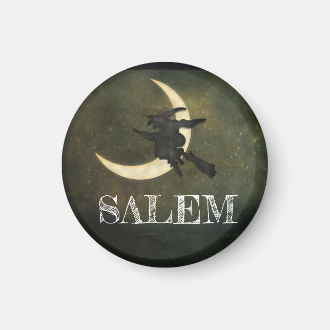 Imán Salem Massachusetts Witch Over Moon Halloween (Frente)