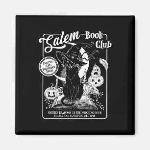 Imán Salem Witch Book Club Bookish Retro Halloween Blac