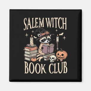 Imán Salem Witch Book Club Halloween Raccoon Witch Read