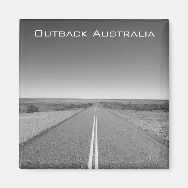 Imán Salida de Australia Camino en blanco y negro - imá (Frente)