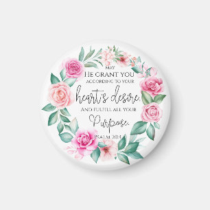 Imán Salmo 20:4 Biblia cristiana versus Floral rosa