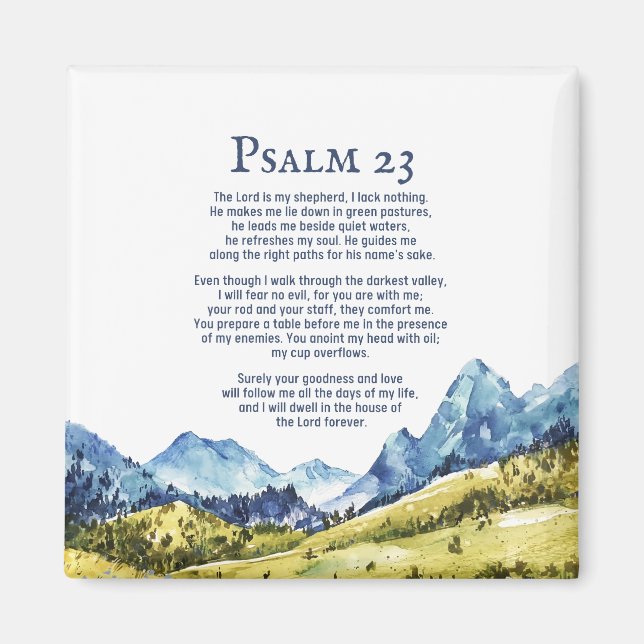 Imán Salmo 23 NKJV El Señor es mi pastor (Frente)