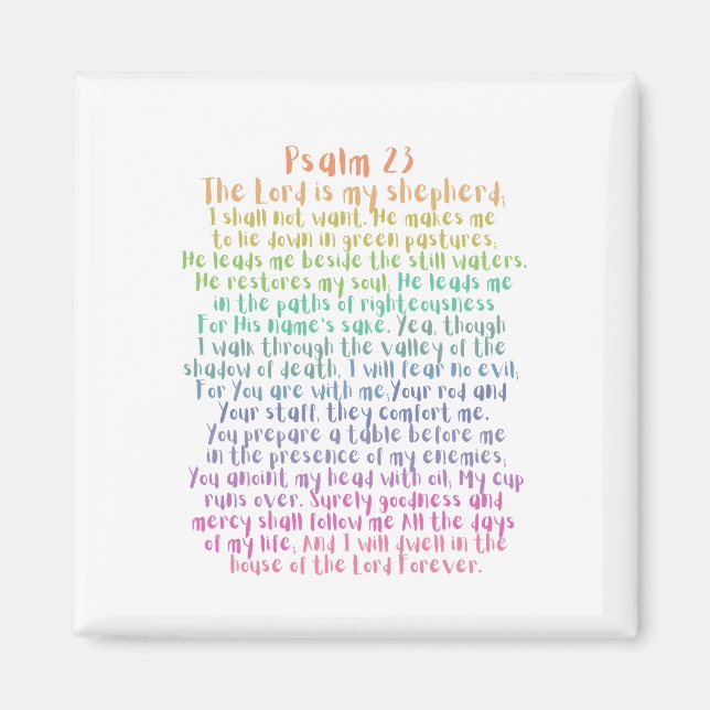Imán Salmo 23 NKJV El Señor es mi Pastor (Frente)