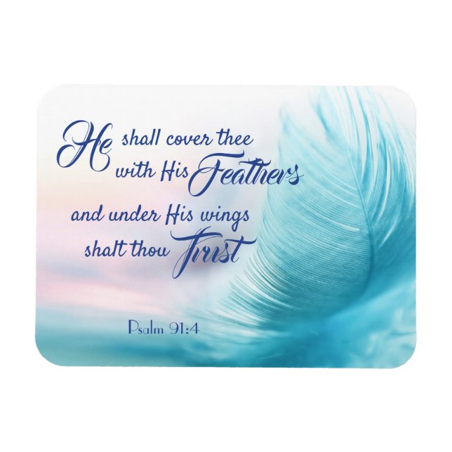 Imán Salmo 91:4 Rey James Magnet (Horizontal)