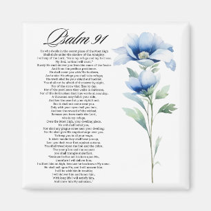Imán Salmo 91 Acuarela Flor Azul Escrituras Bíblicas