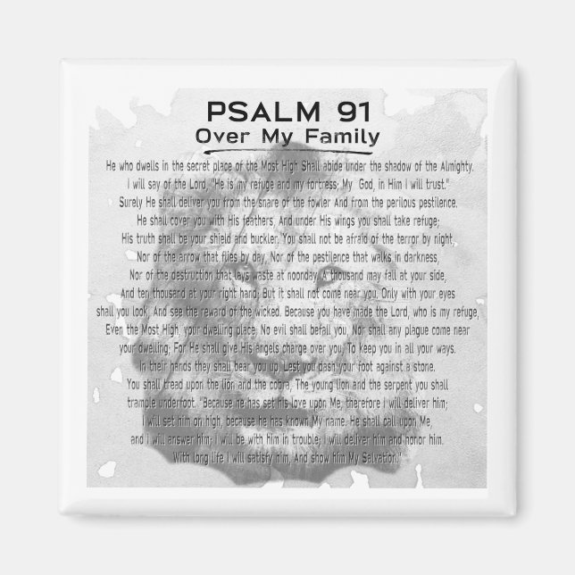 Imán Salmo 91 Scripture Leon Magnet para el Hogar o la  (Frente)