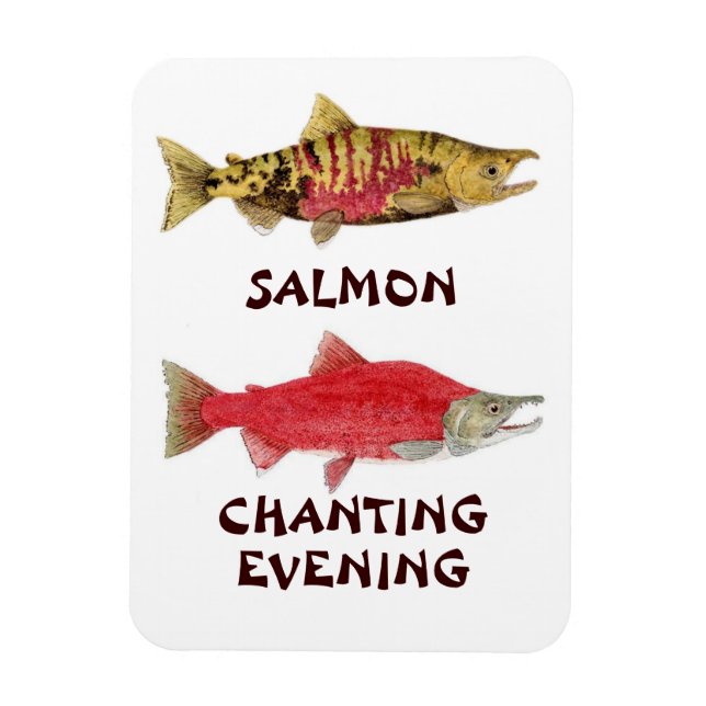 Imán Salmon Chanting Evening Magnet (Vertical)