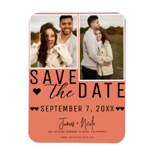 Imán Salmon Pink Save the Date 2 Foto Boda