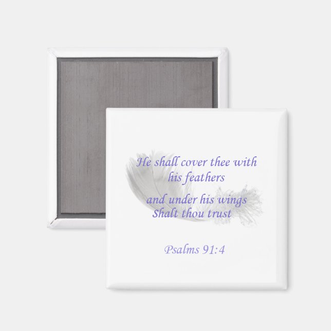 Imán Salmos 91:4 Con sus plumas te cubrirá (Anverso/Reverso)