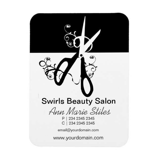 Imán Salón de belleza Black White Trendy (Vertical)