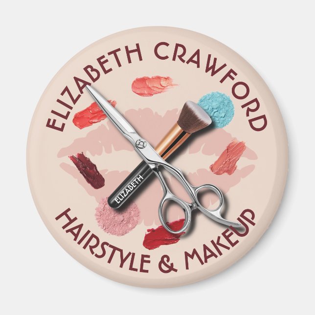 Imán Salón De Belleza Elegante De Hair Makeup Y Tu Nomb (Frente)