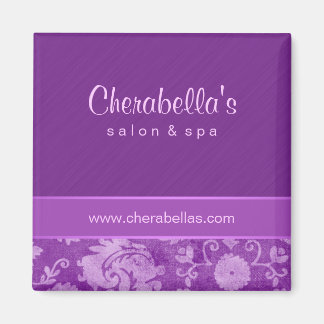 Imán Salon Fridge Magnet Spa damasco floral morado