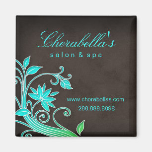 Imán Salon Fridge Magnet Spa Floral Trendy Azul Verde