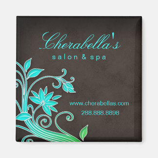 Imán Salon Fridge Magnet Spa Floral Trendy Azul Verde