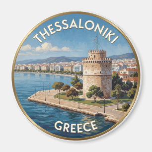 Imán Salónica Grecia Torre Blanca Orilla del Mar Viajes