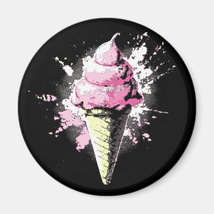 Imán Salpicadura de helado rosa abstracto angustiado