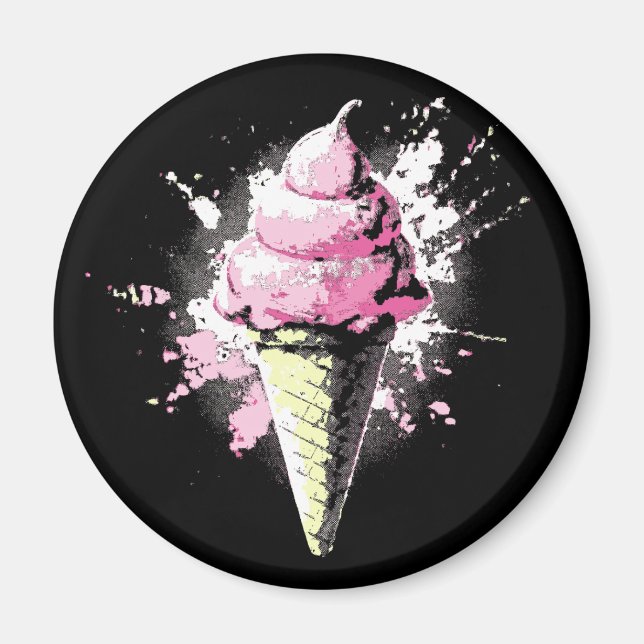 Imán Salpicadura de helado rosa abstracto angustiado (Frente)