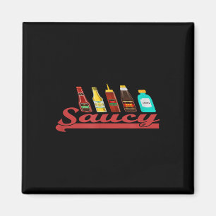 Imán Salsa divertida Ketchup Mustard Mayo Bbq Hot Con