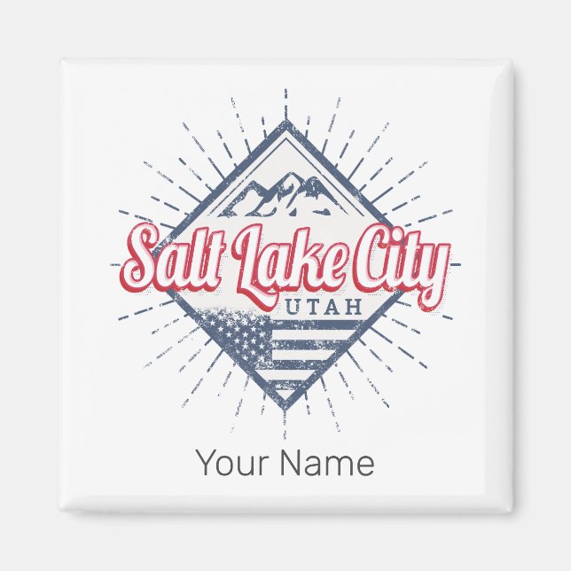 Imán Salt Lake City Utah Estados Unidos Montañas Estado (Frente)