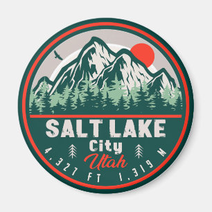Imán Salt Lake City Utah Retro Sunset Souvenirs 60