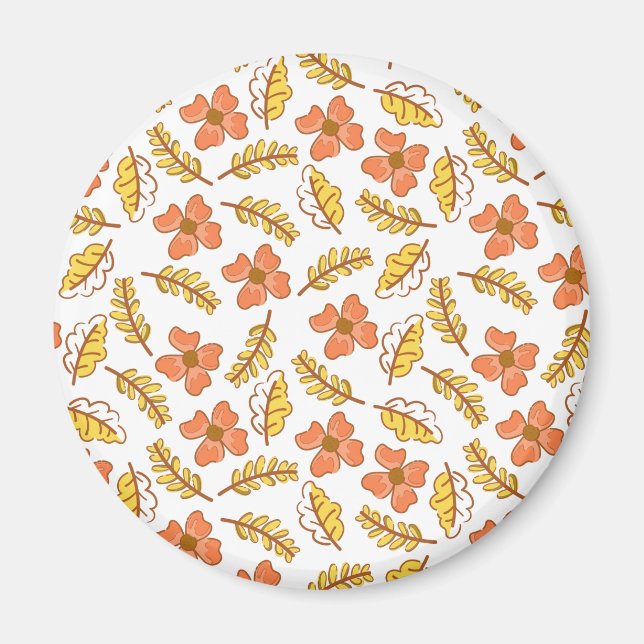 Imán Saltos de otoño cálidos con flores (Frente)
