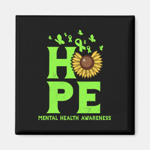 Imán Salud Lime Green Hope Vintage Sunflower Awareness