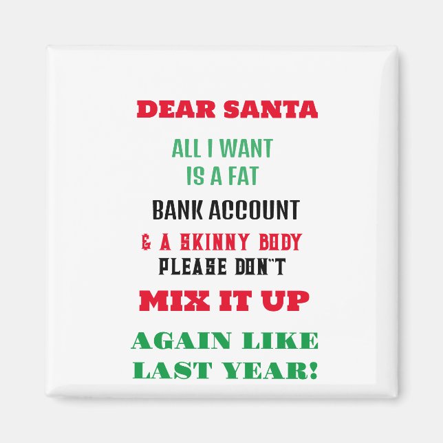 Imán Saludos a Santa Claus y deseos (Frente)