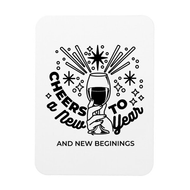 Imán Saludos a un diseño de celebración de Año Nuevo (Vertical)