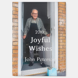 Imán Saludos alegres agregar nombre foto hombre vacacio