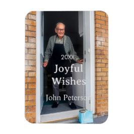 Imán Saludos alegres agregar nombre foto hombre vacacio