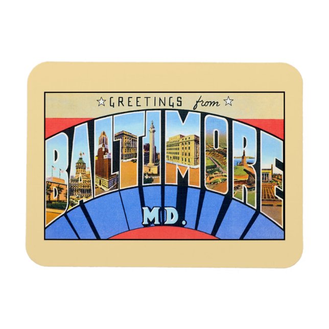 Imán Saludos antiguos de Baltimore MD. (Horizontal)
