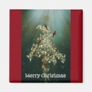 Imán Saludos de Navidades de Goldenrod y Songbirds